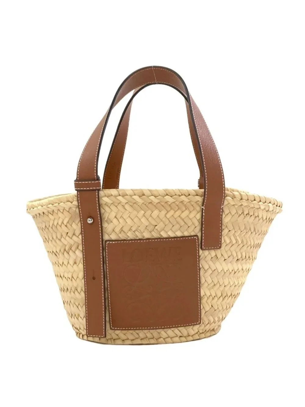 Loewe Basket Small Tote Bag Calfskin Palm Leaf